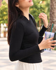 THE V-NECK LAYER TOP (Black) - MOOV®
